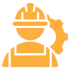 Industrial worker symbol with helmet