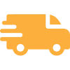 Orange truck on black background