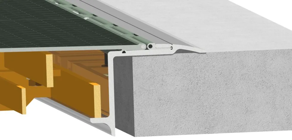 Building expansion joint with floor section.