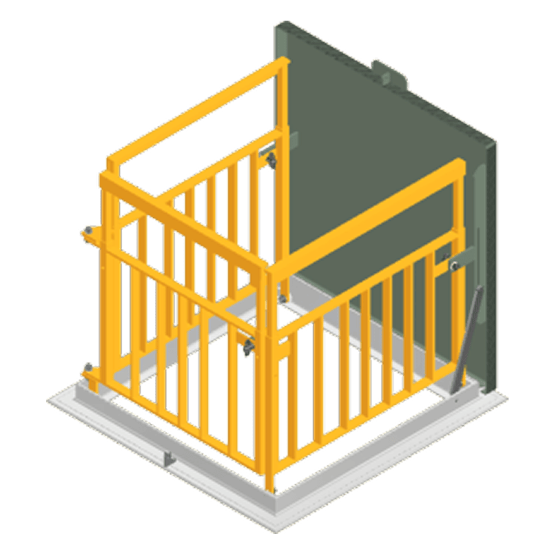 Yellow safety gate on black background.
