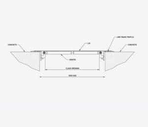 Cross-section diagram of concrete structure.