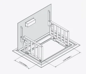 Hatch design with safety railing illustration.